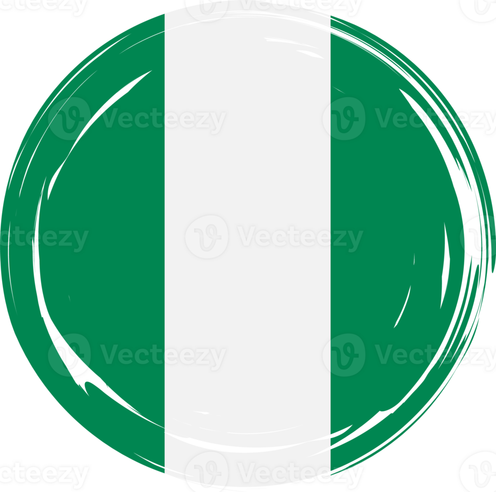 Nigeria flag circle grunge style png