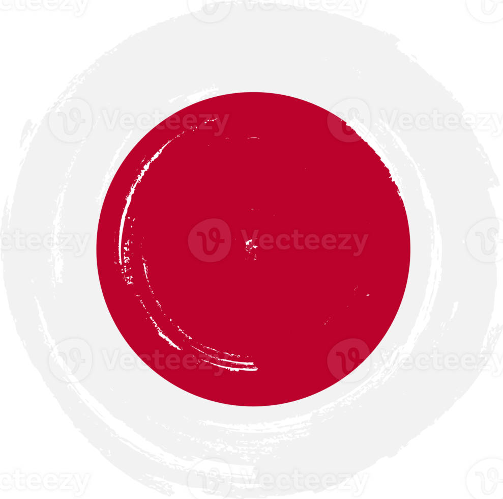 Japan flag circle grunge style png