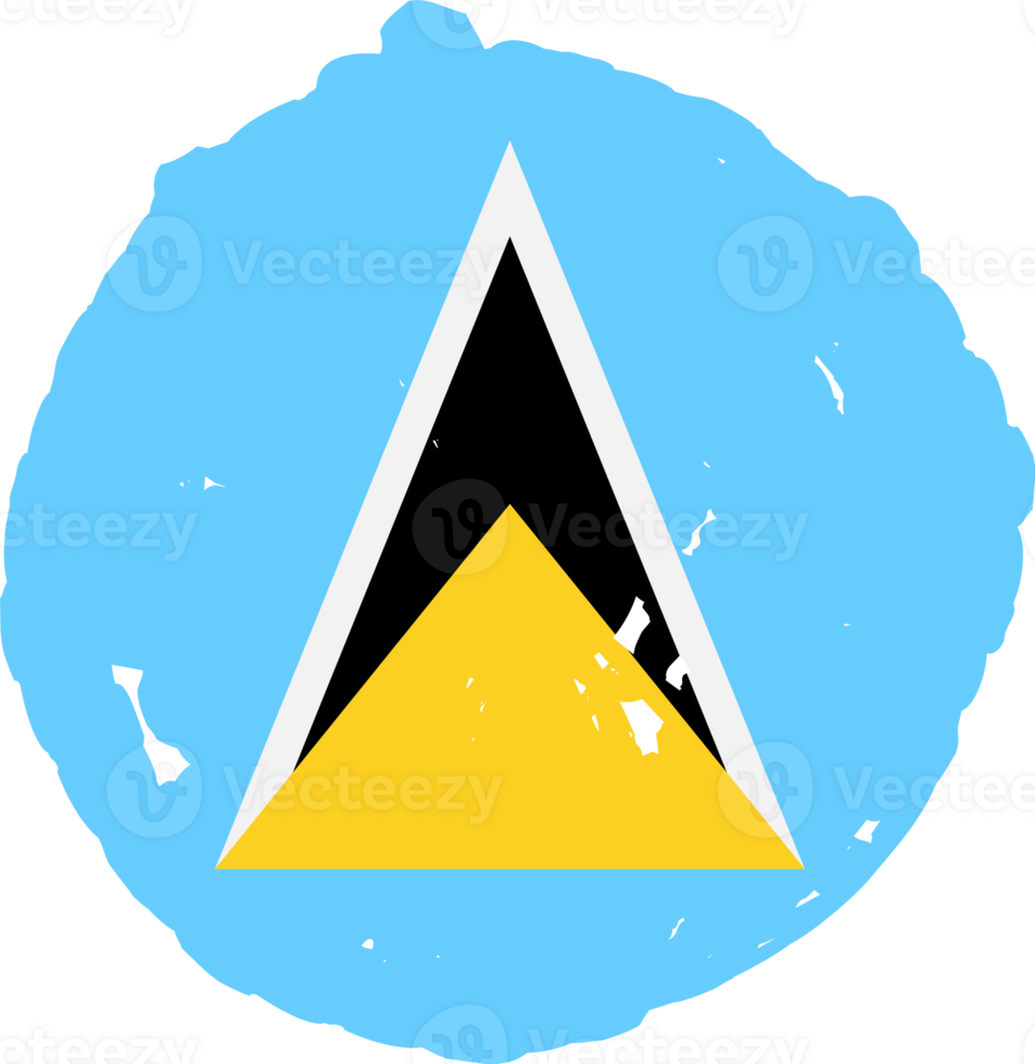 Saint Lucia flag circle grunge style png