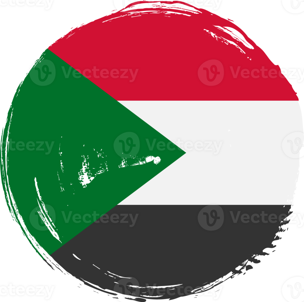 Sudan flag circle grunge style png
