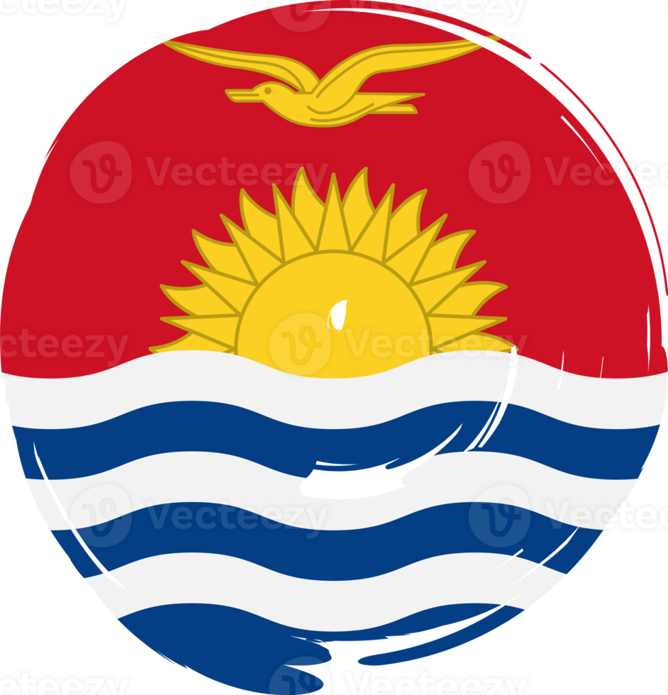 Kiribati flag circle grunge style png