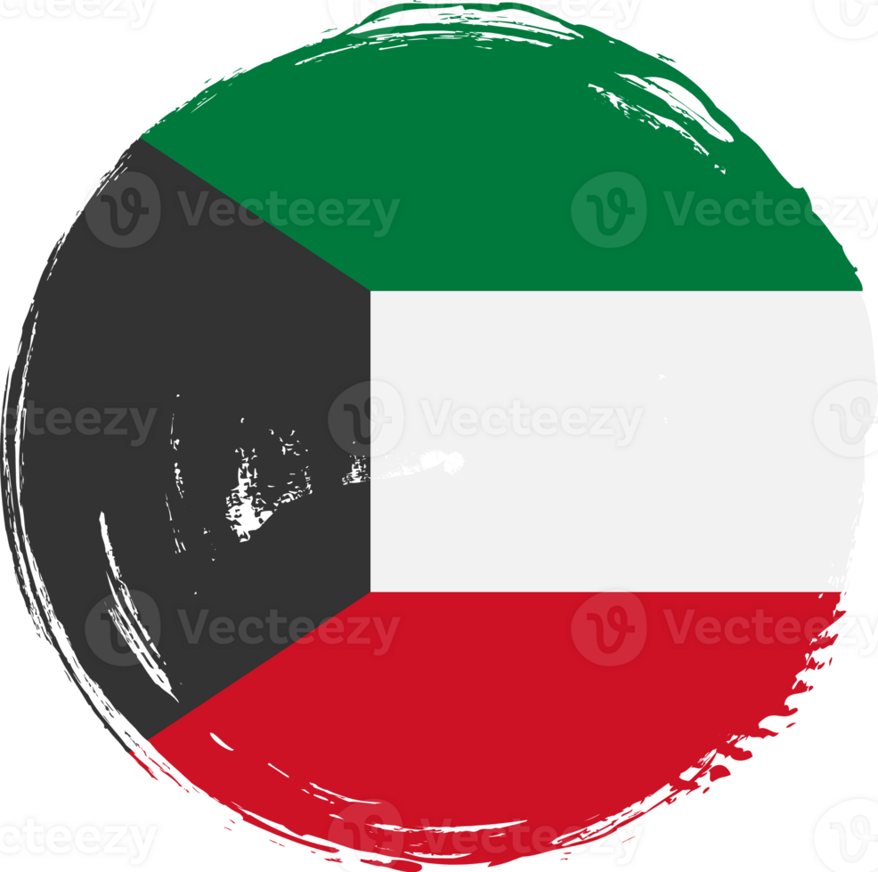 Kuwait flag circle grunge style png