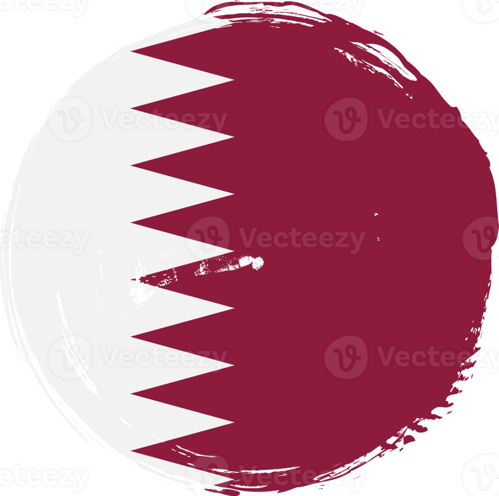 Qatar flag circle grunge style png