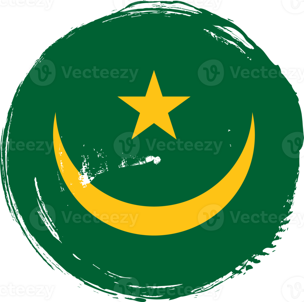 Mauritania flag circle grunge style png