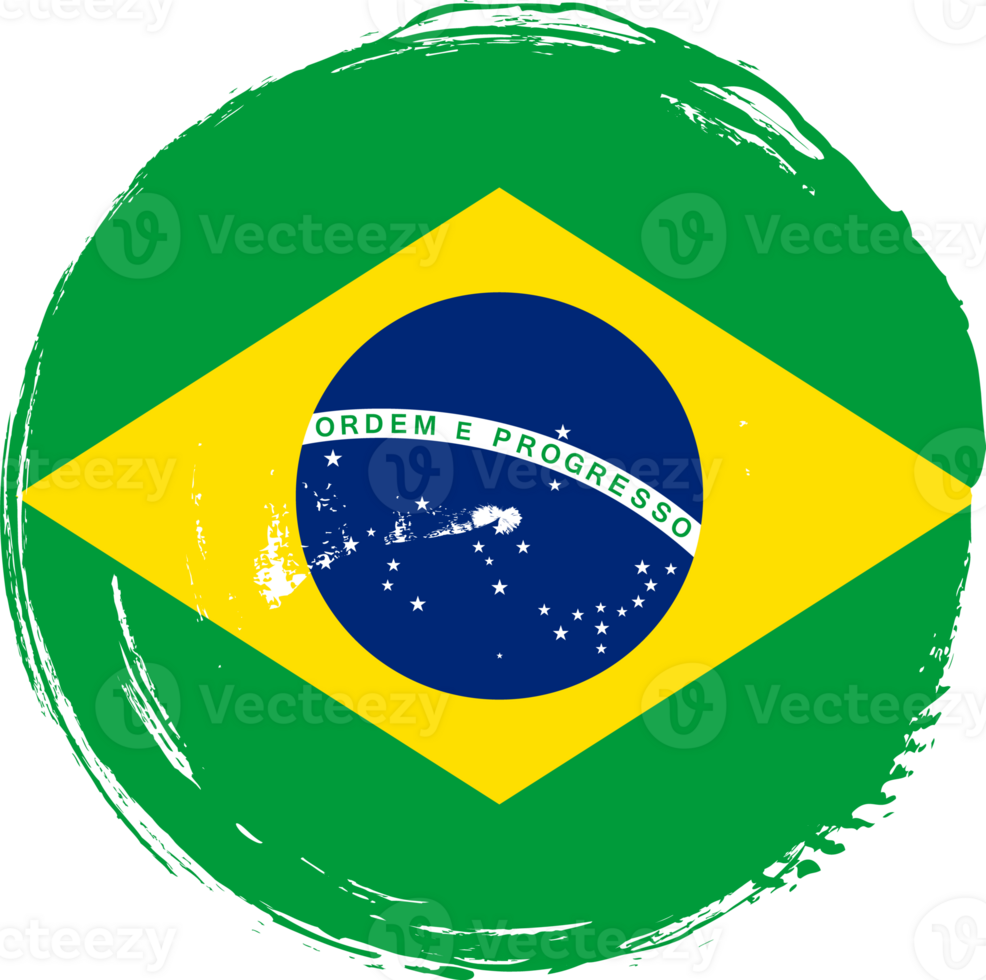 Brazil flag circle grunge style png
