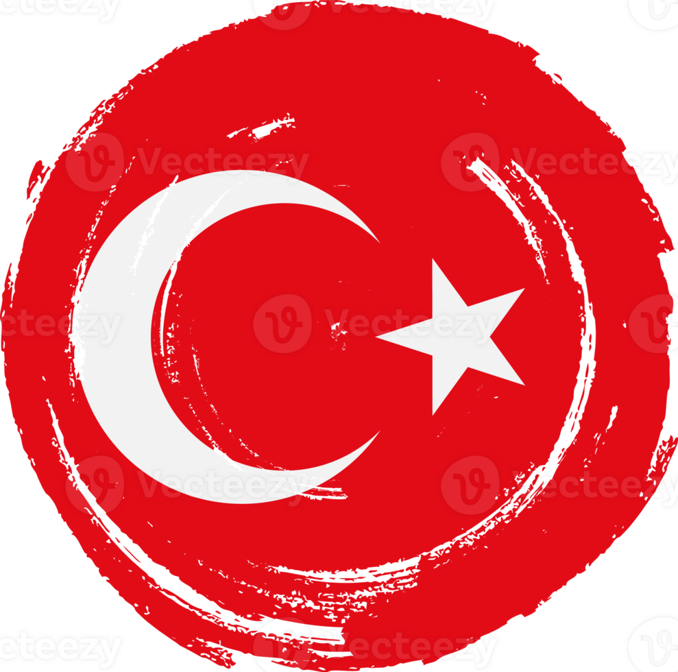 Turkey flag circle grunge style png