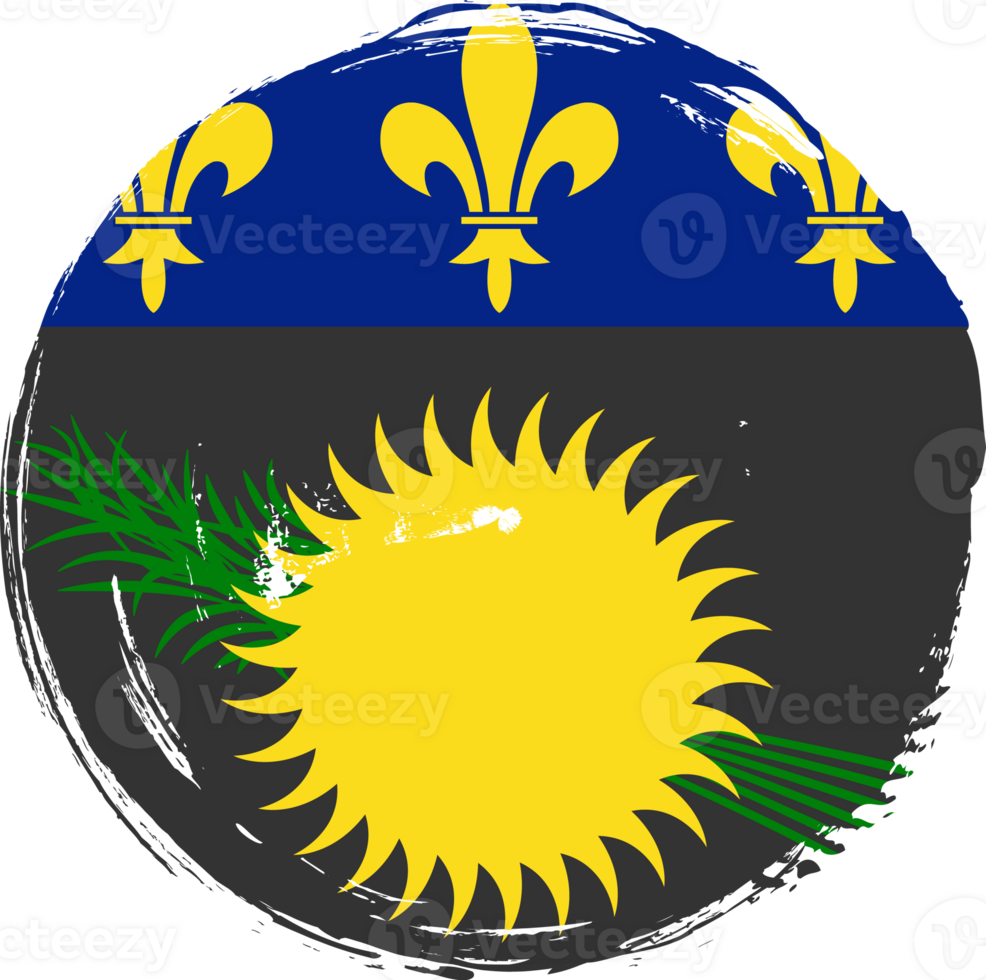 Guadeloupe flag circle grunge style png