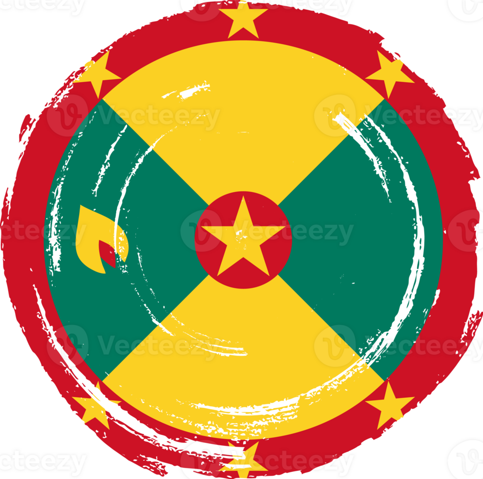 Grenada flag circle grunge style png