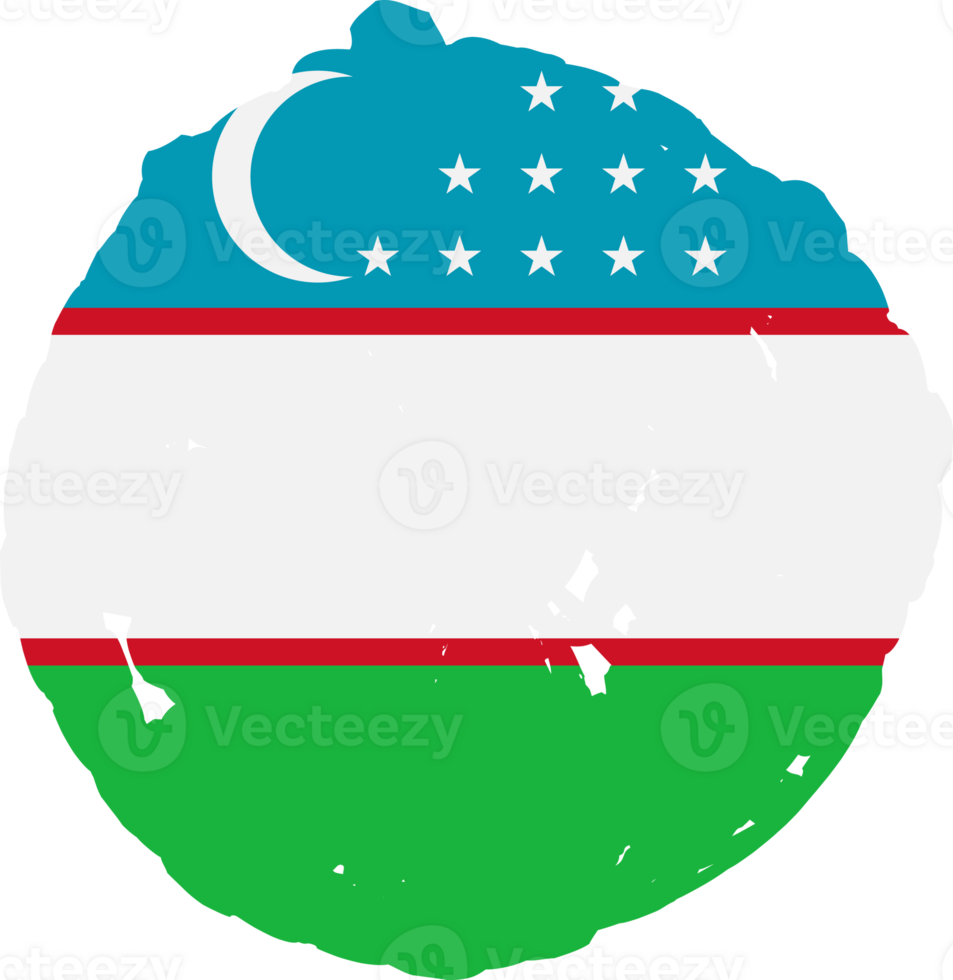 Uzbekistan flag circle grunge style png