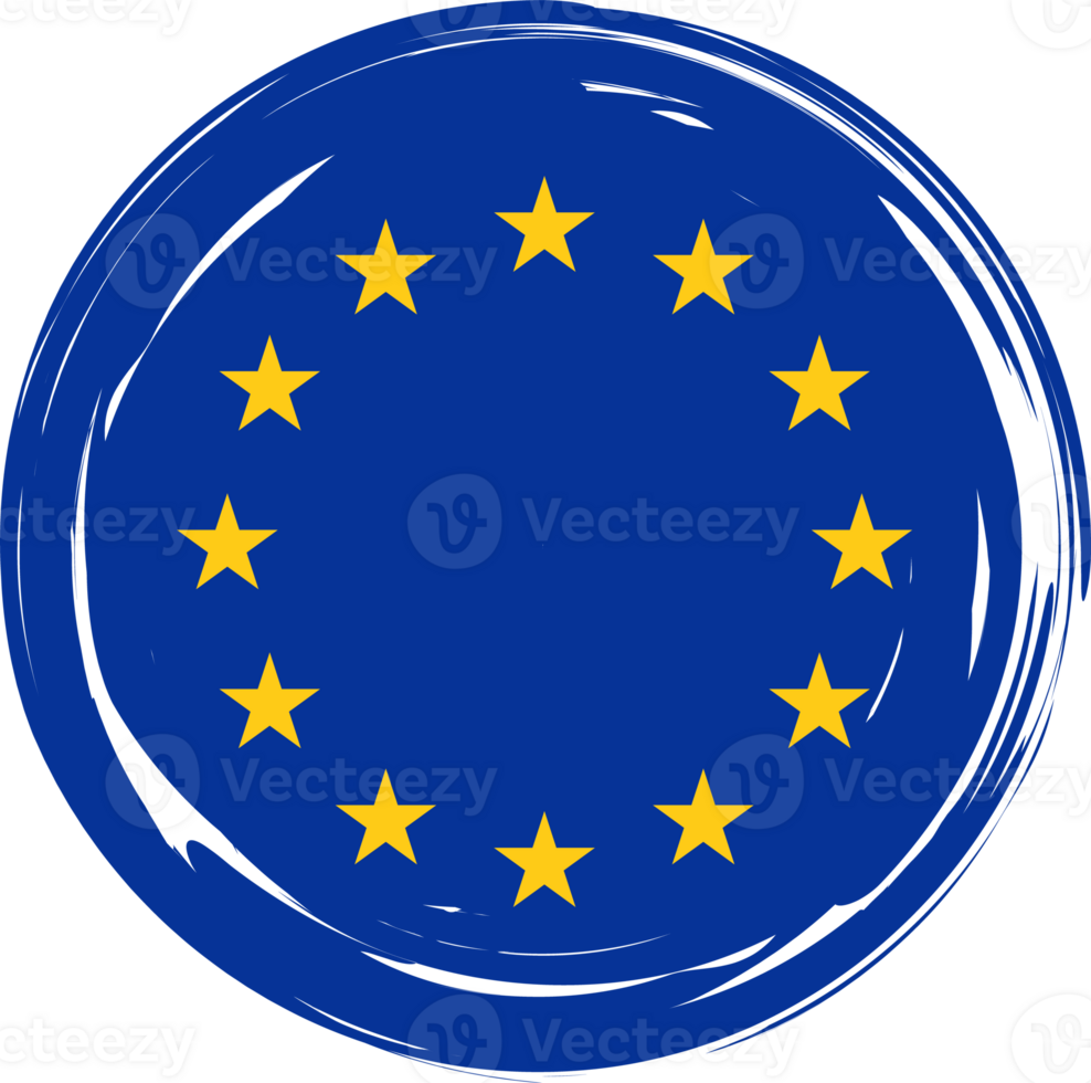 European union flag circle grunge style png