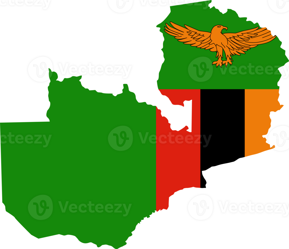 Zambia flag pattern on country map png