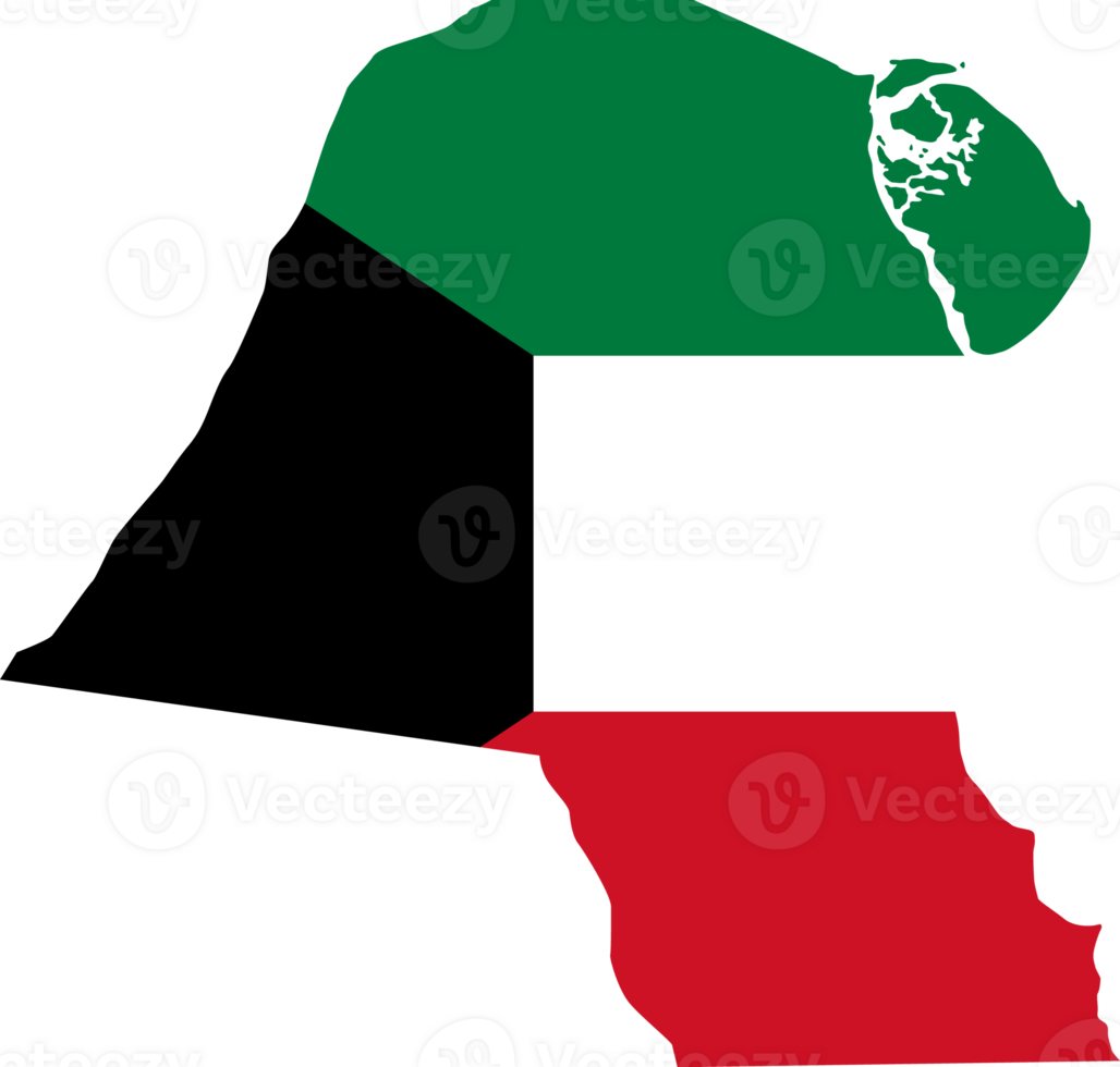 Kuwait flag pattern on country map png