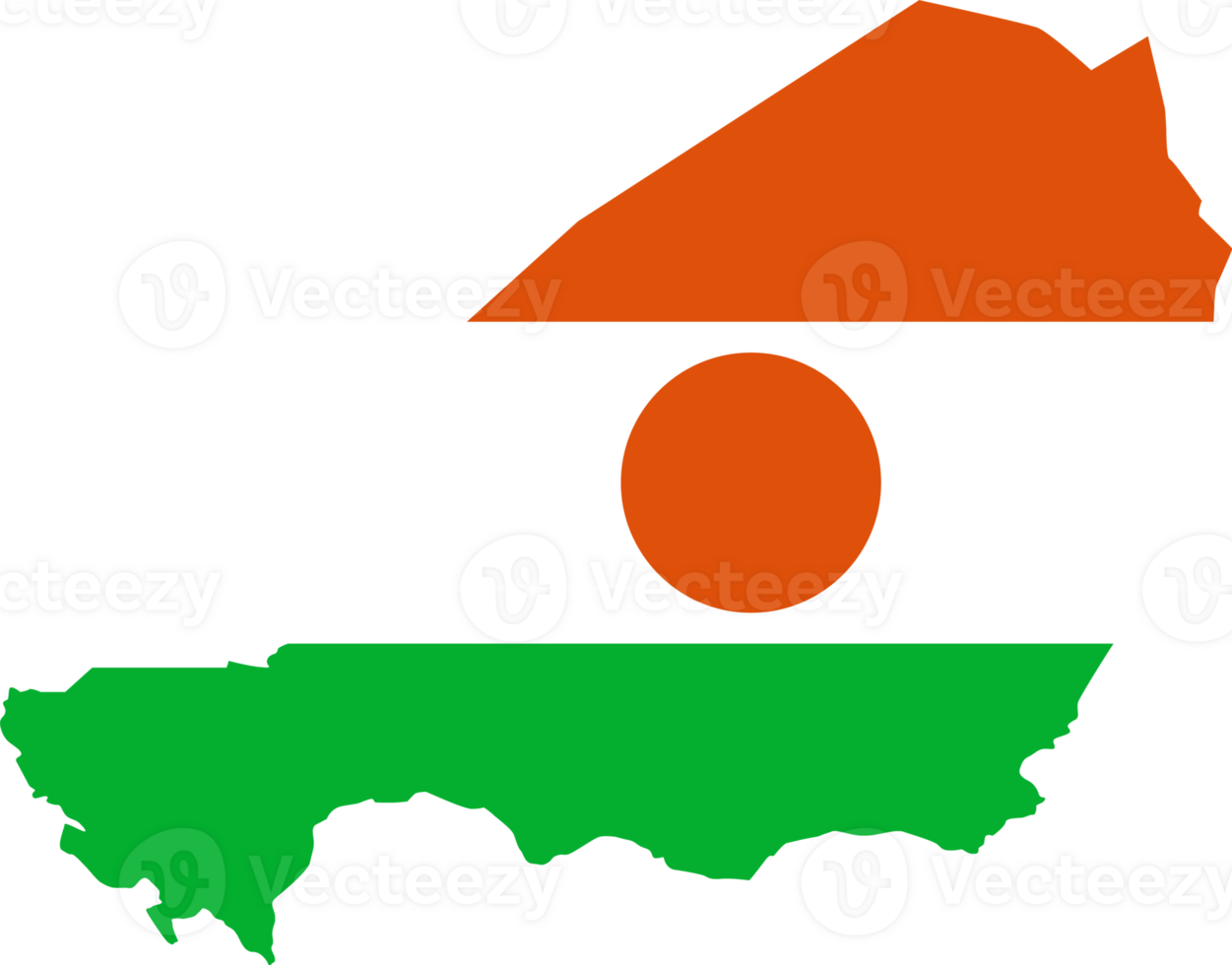 Niger flag pattern on country map png