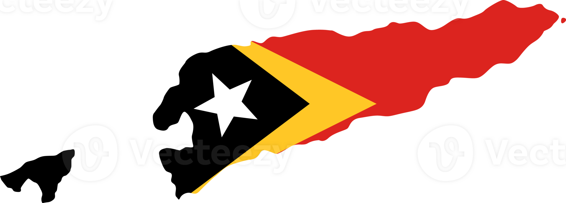 Timor-Leste flag pattern on country map png