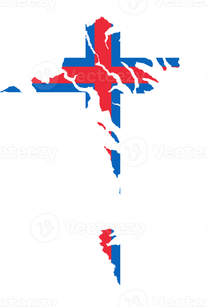 Faroe Islands flag pattern on country map png