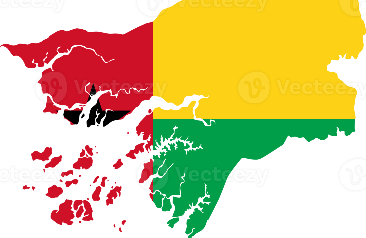 Guinea-Bissau flag pattern on country map png