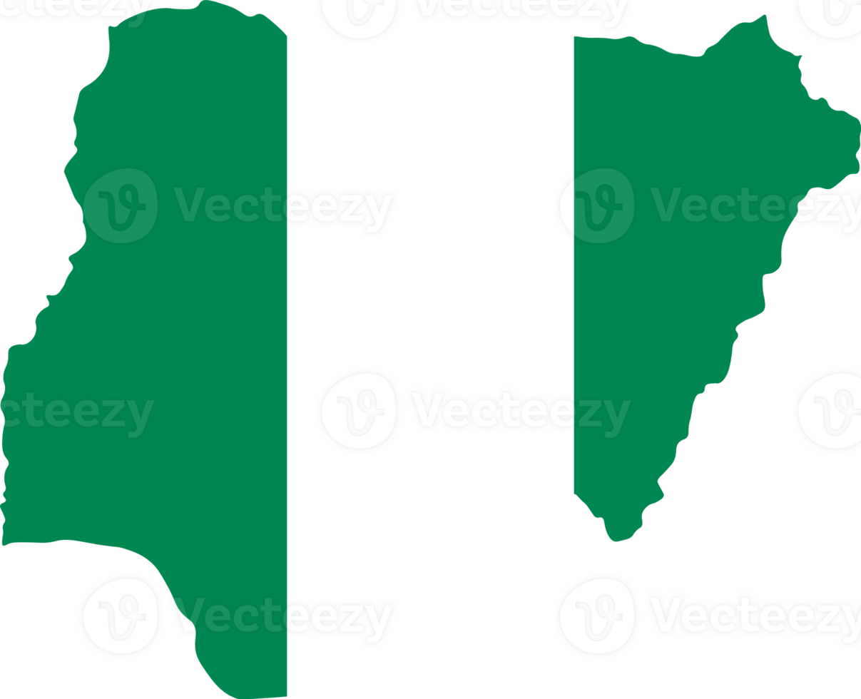 Nigeria flag pattern on country map png