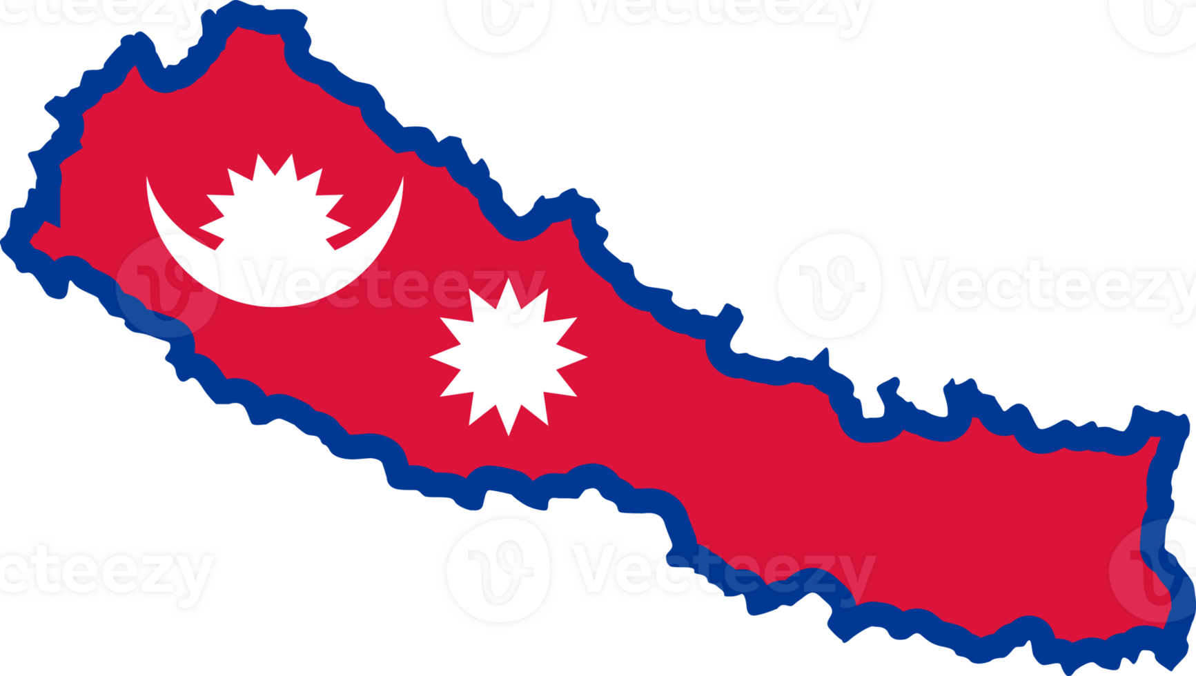 Nepal flag pattern on country map png