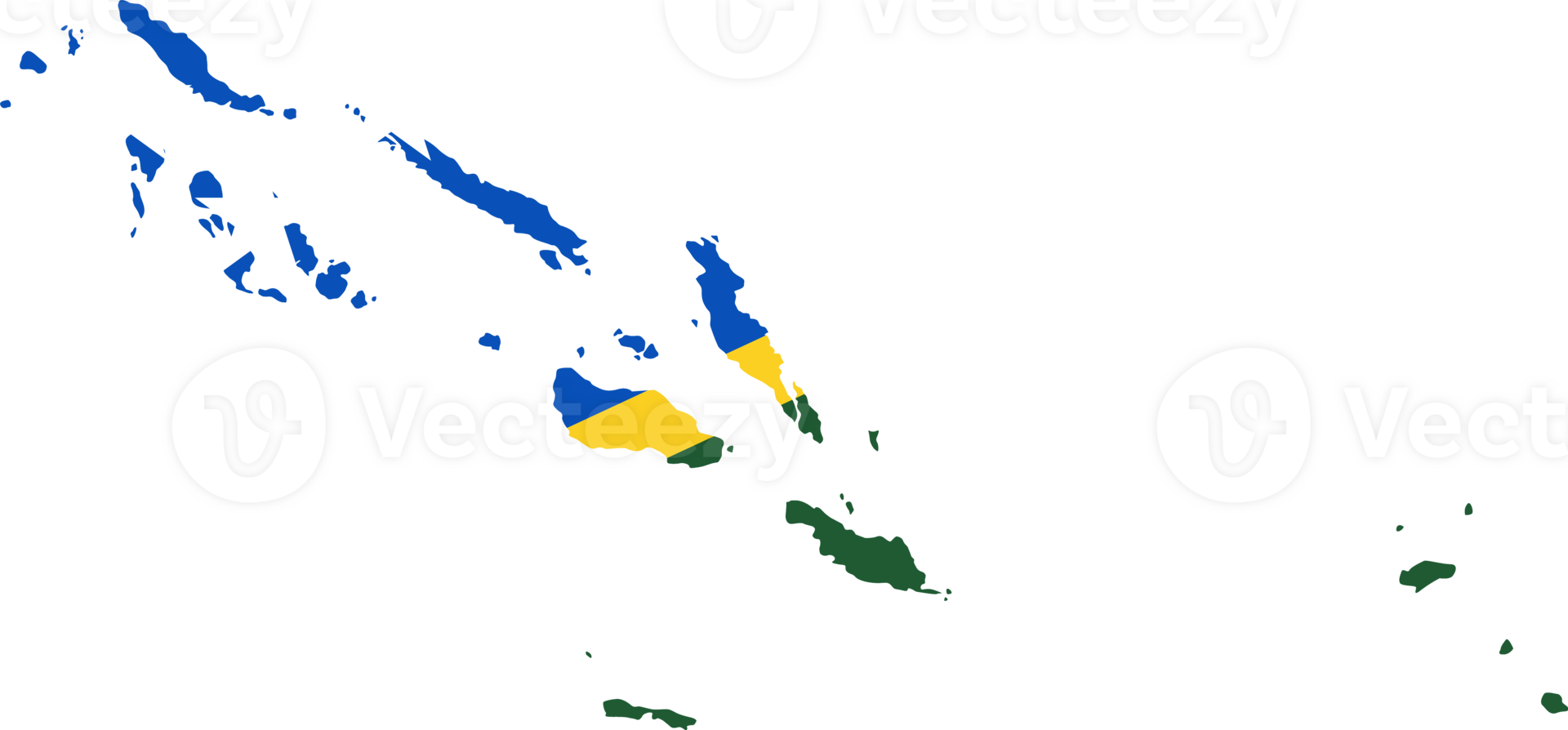 Solomon Islands flag pattern on country map png