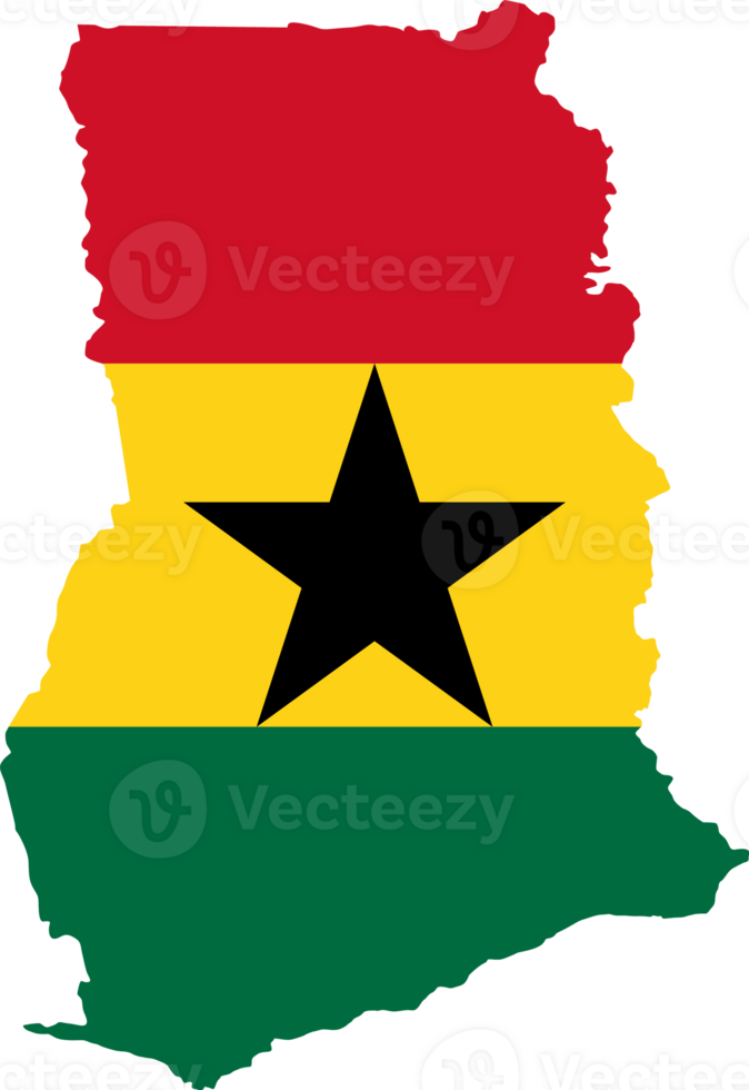 Ghana drapeau modèle sur pays carte png
