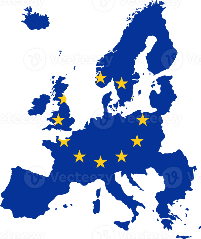 European Union flag pattern on country map png