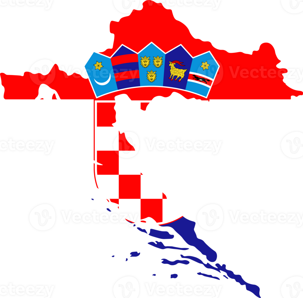 Croatia flag pattern on country map png