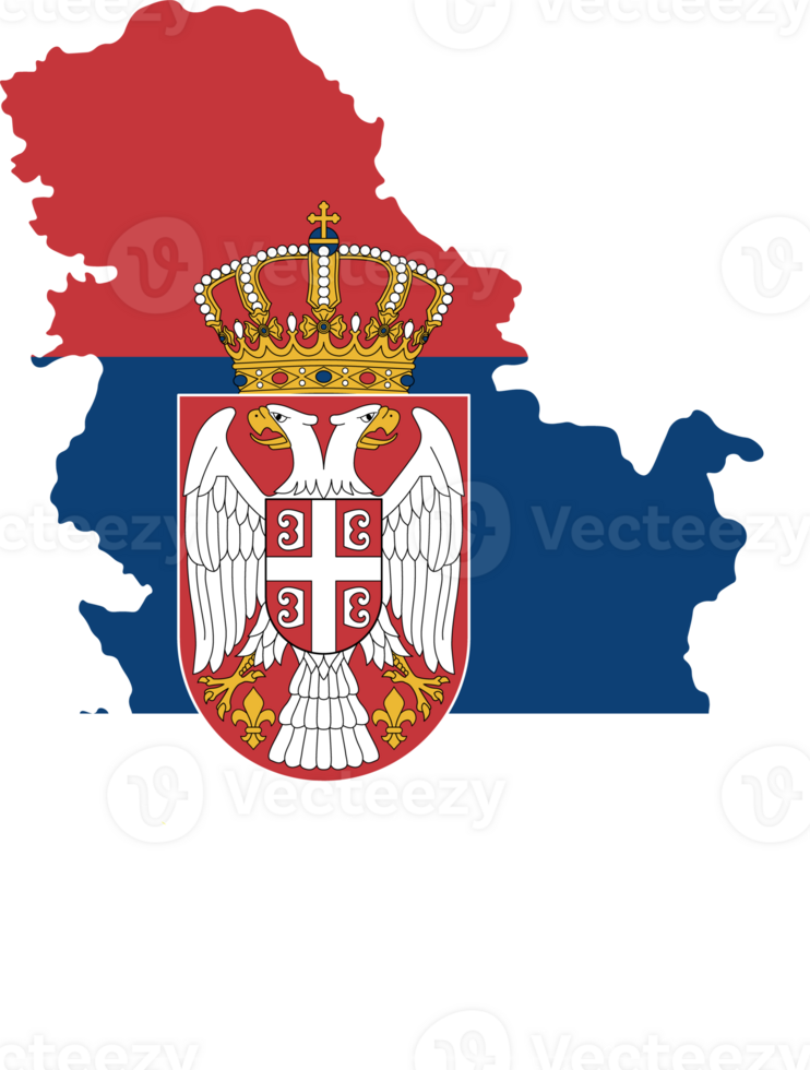 Serbia flag pattern on country map png