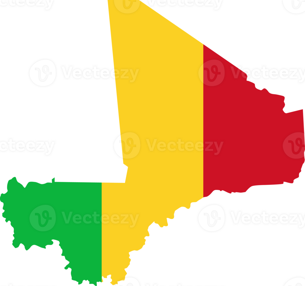 Mali flag pattern on country map png