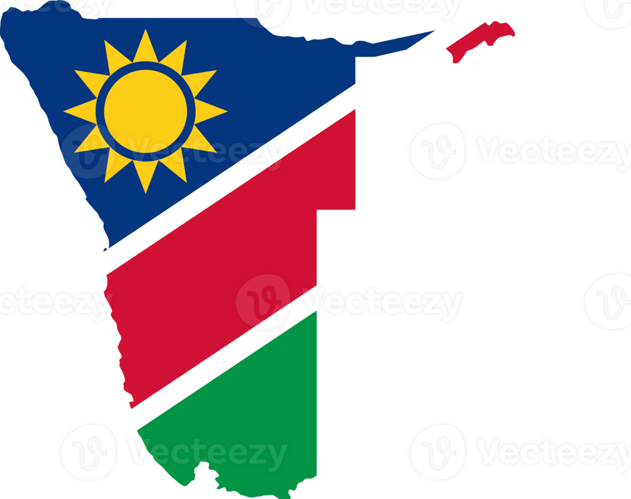 Namibia flag pattern on country map png