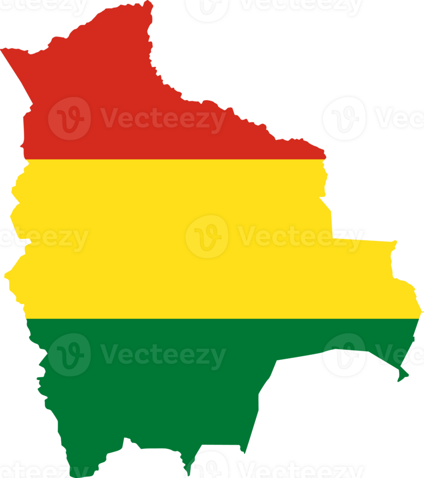 Bolivia flag pattern on country map png