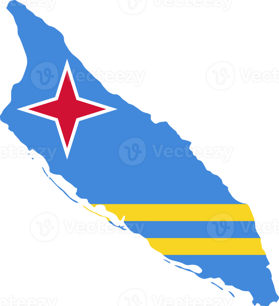 Aruba flag pattern on country map png