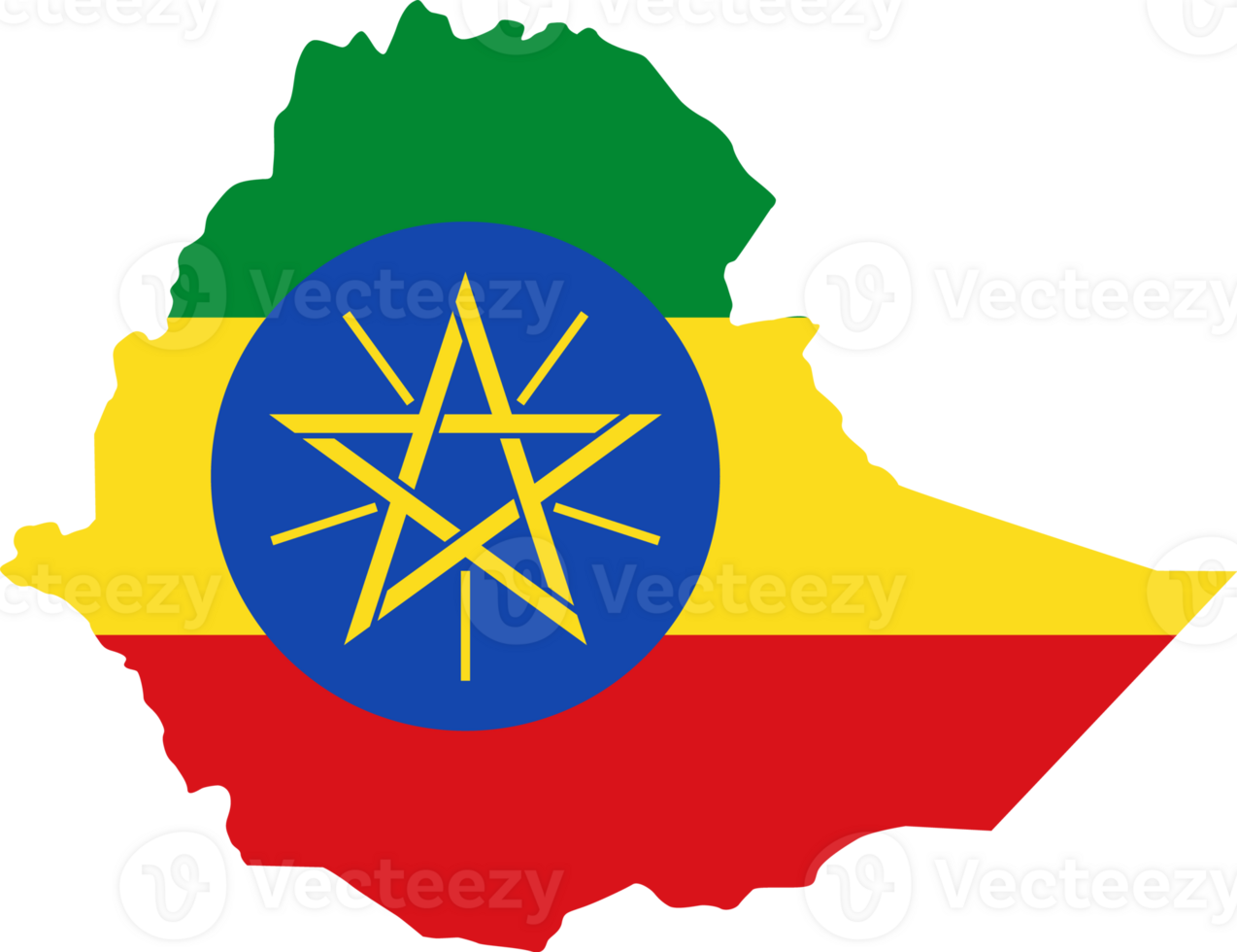 Ethiopia flag pattern on country map png