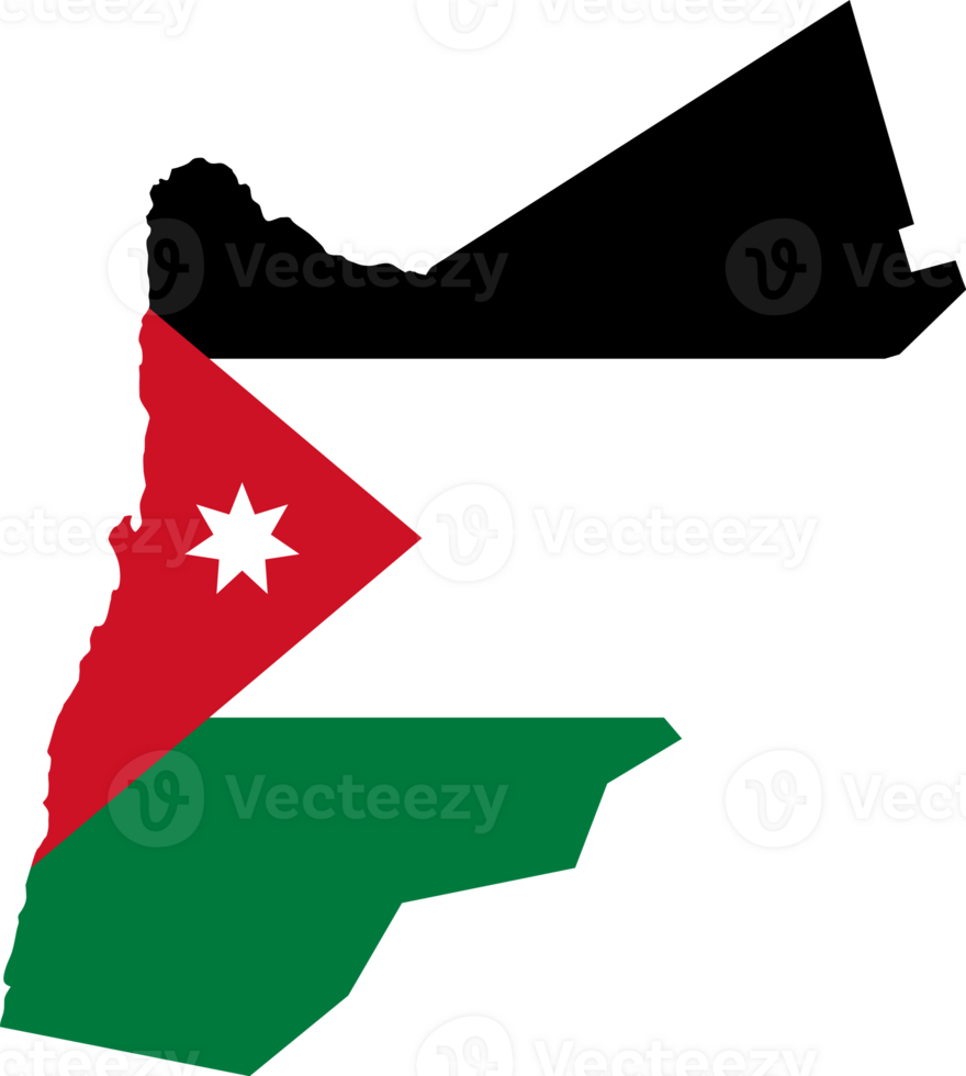 Jordan flag pattern on country map png