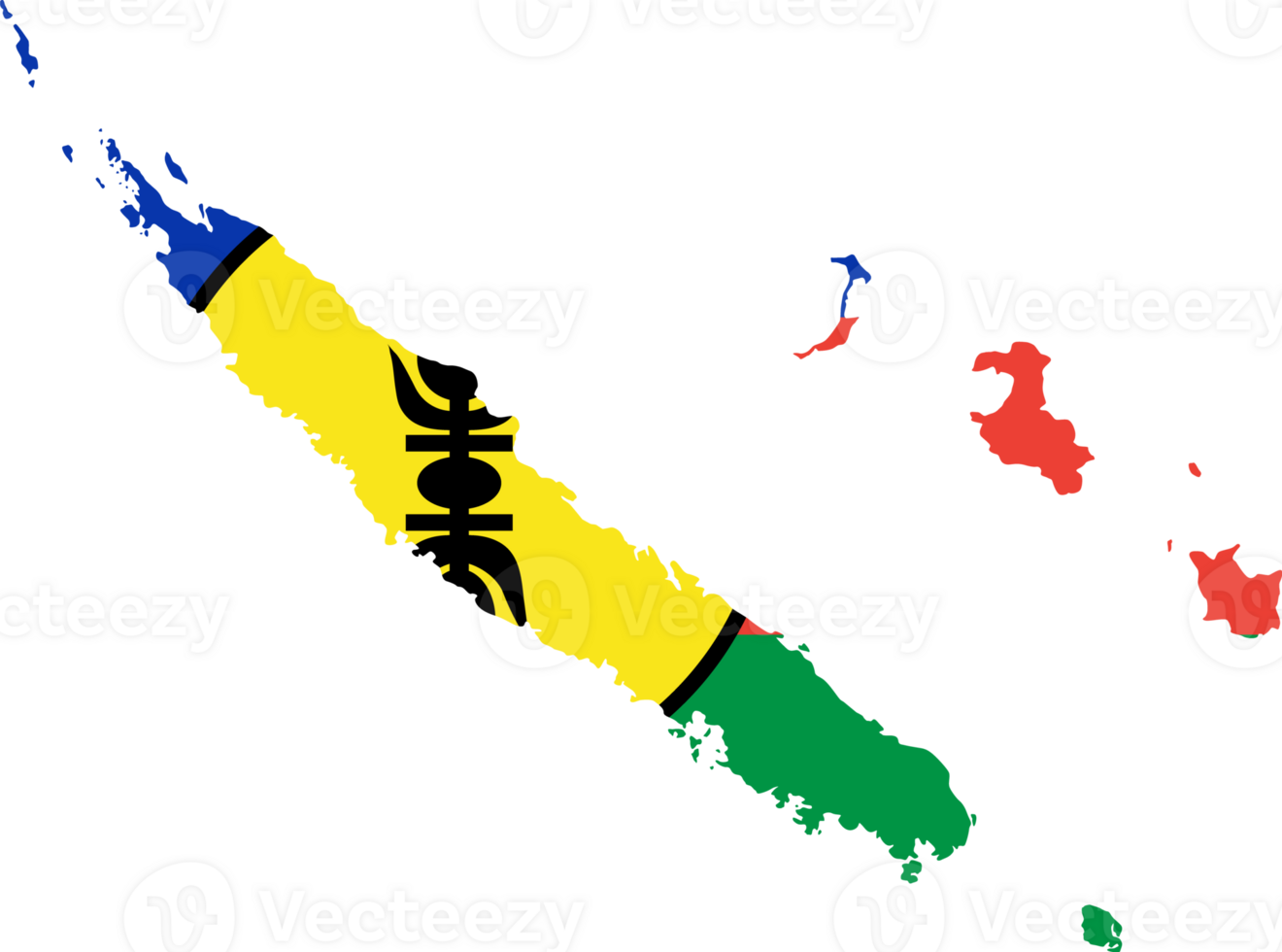 New Caledonia flag pattern on country map png