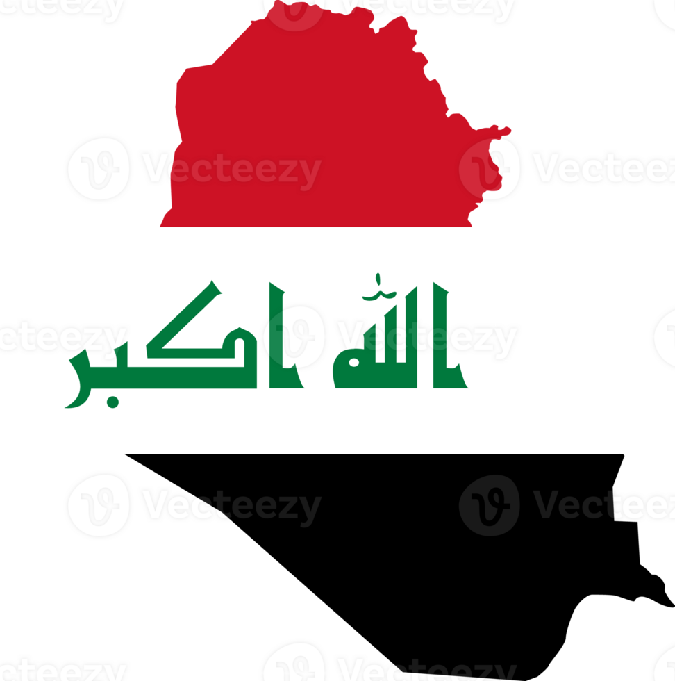 Iraq flag pattern on country map png
