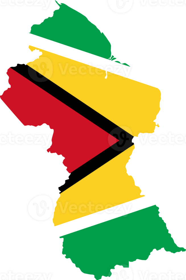 Guyana flag pattern on country map png