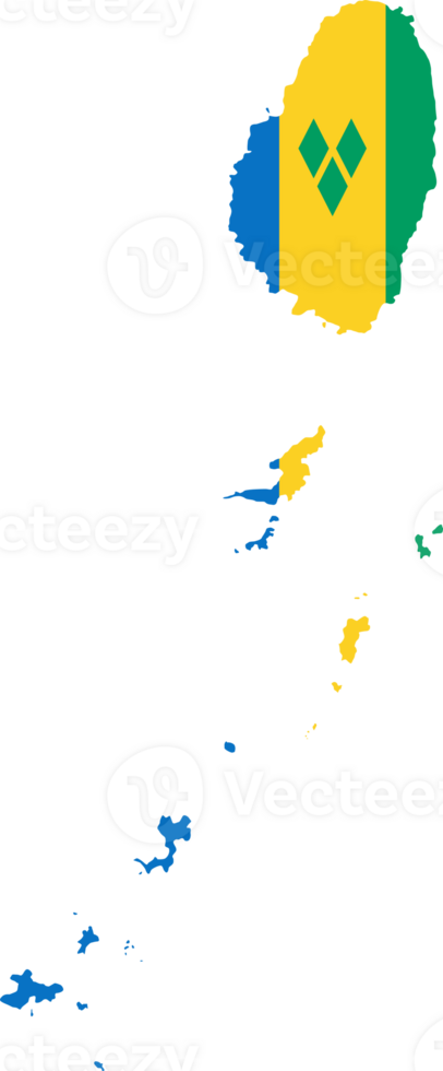 Saint Vincent and the Grenadines flag pattern on country map png