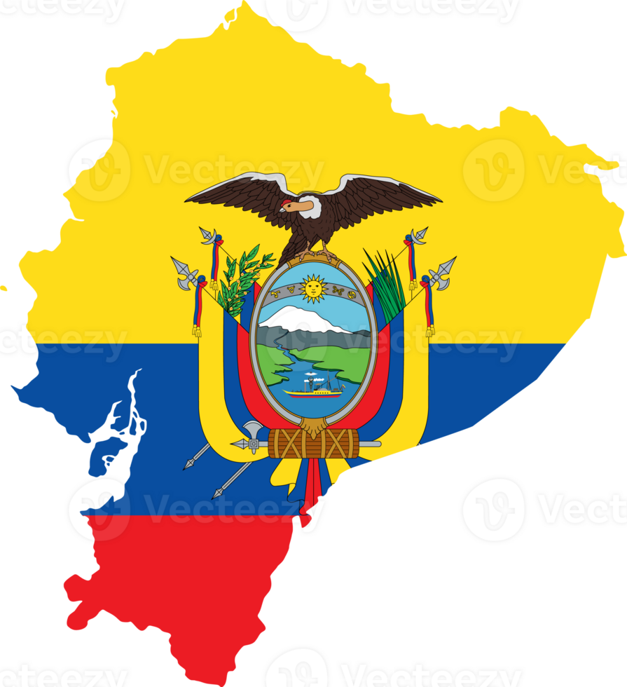Ecuador flag pattern on country map png