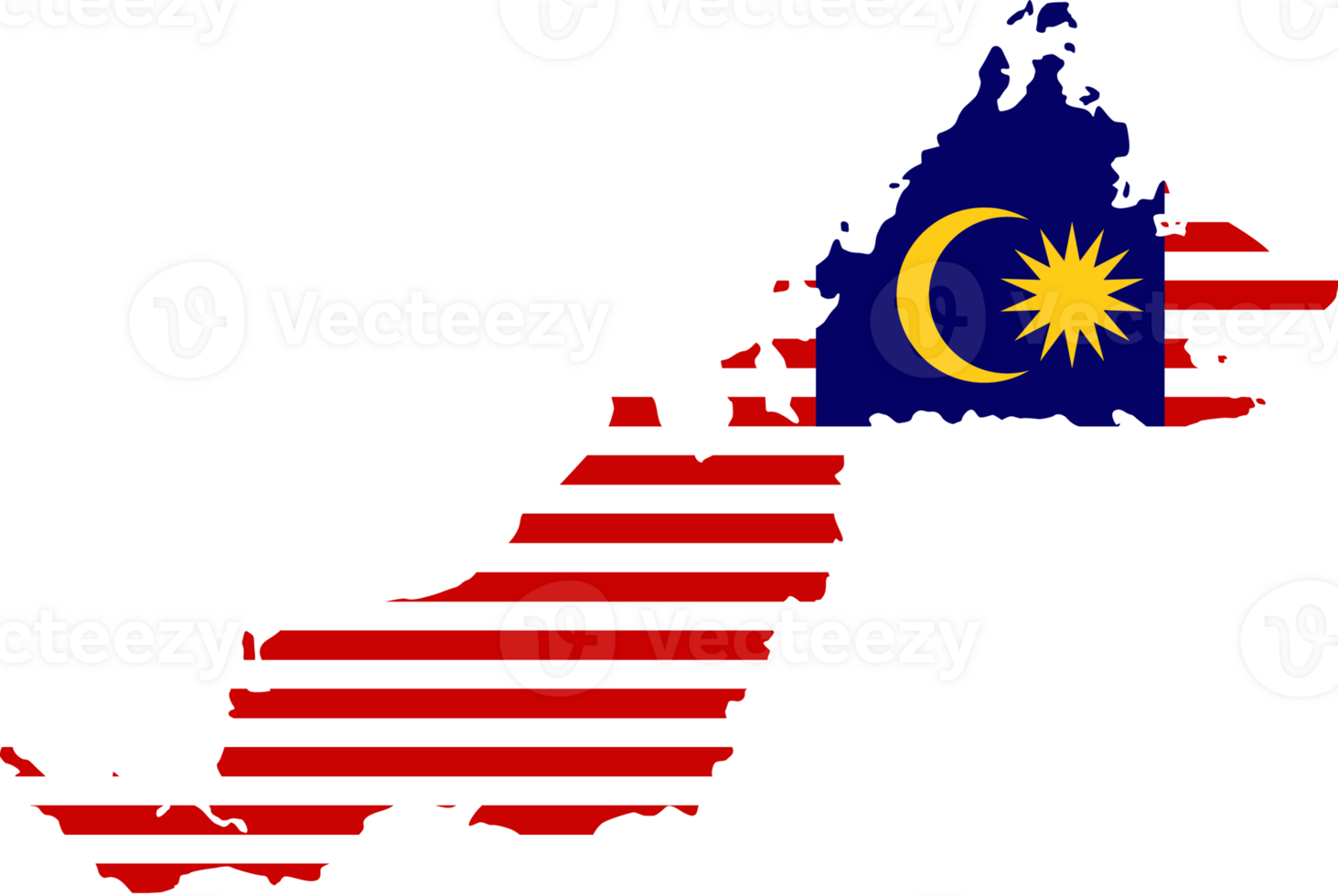 Malaysia flag pattern on country map png