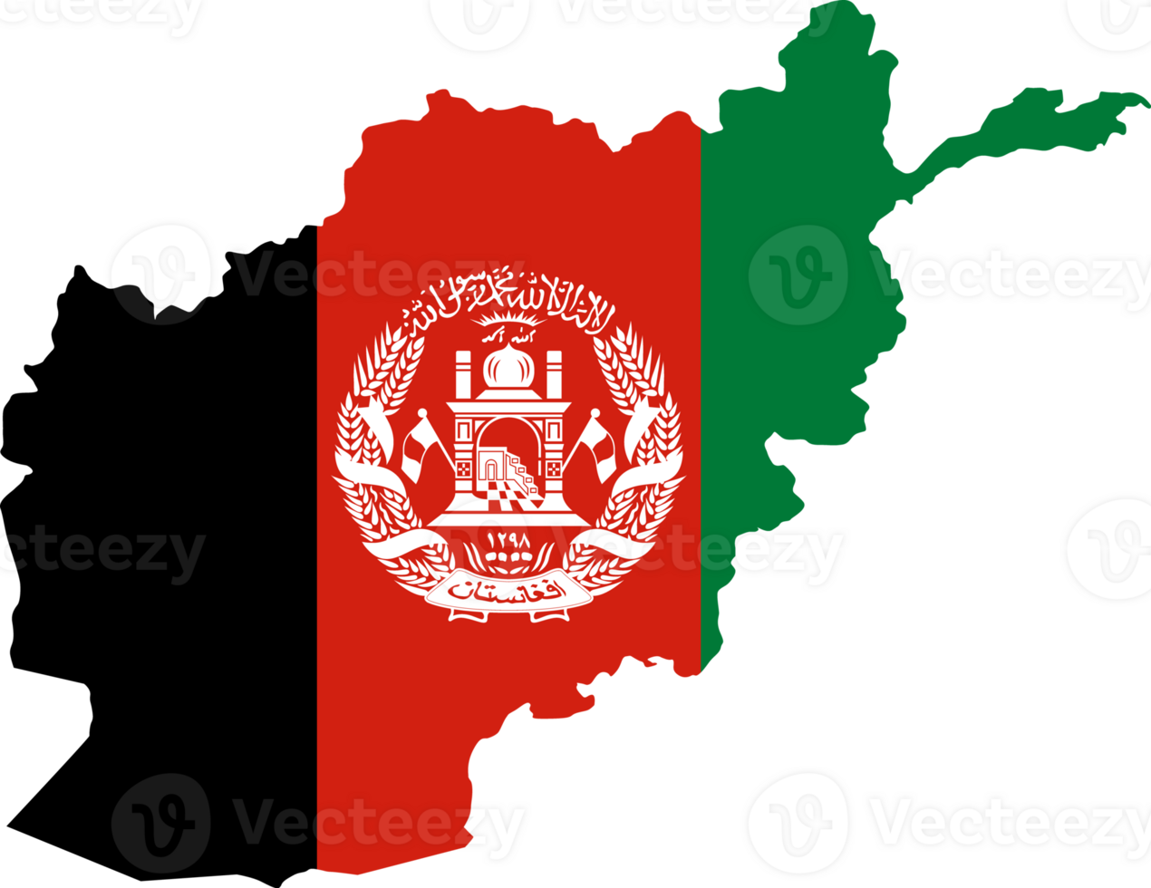 Afghanistan flag pattern on country map png
