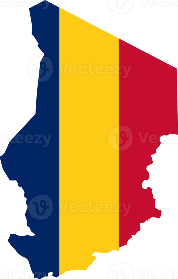 Chad flag pattern on country map png