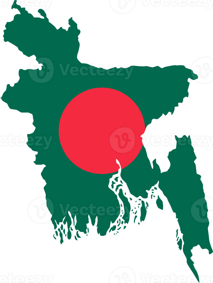 Bangladesh flag pattern on country map png