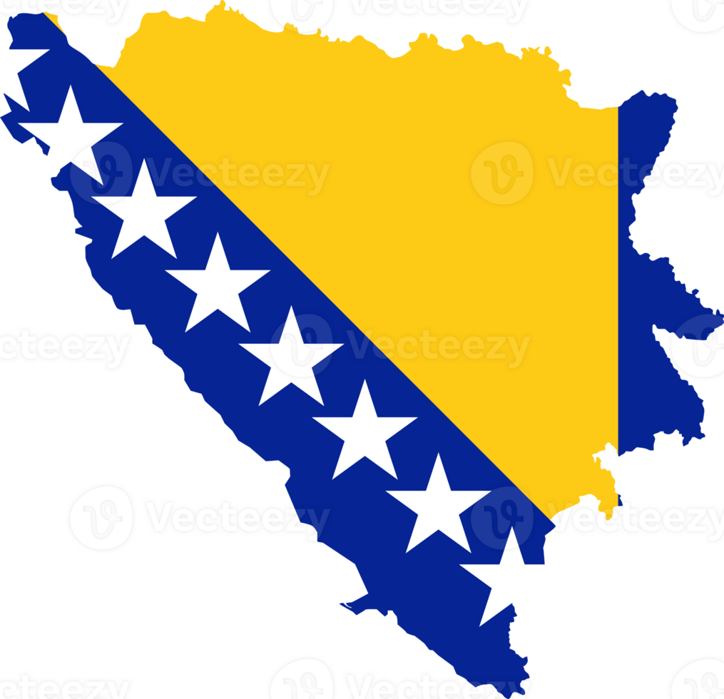 Bosnia and Herzegovina flag pattern on country map png