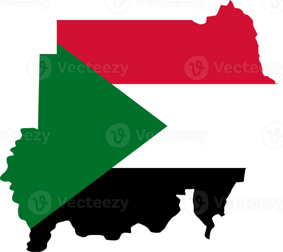 Sudan flag pattern on country map png