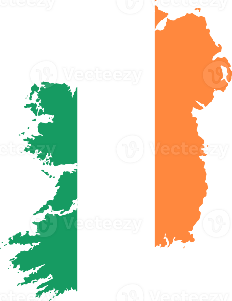Ireland flag pattern on country map png