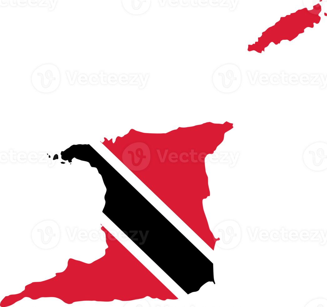 Trinidad and Tobago flag pattern on country map png