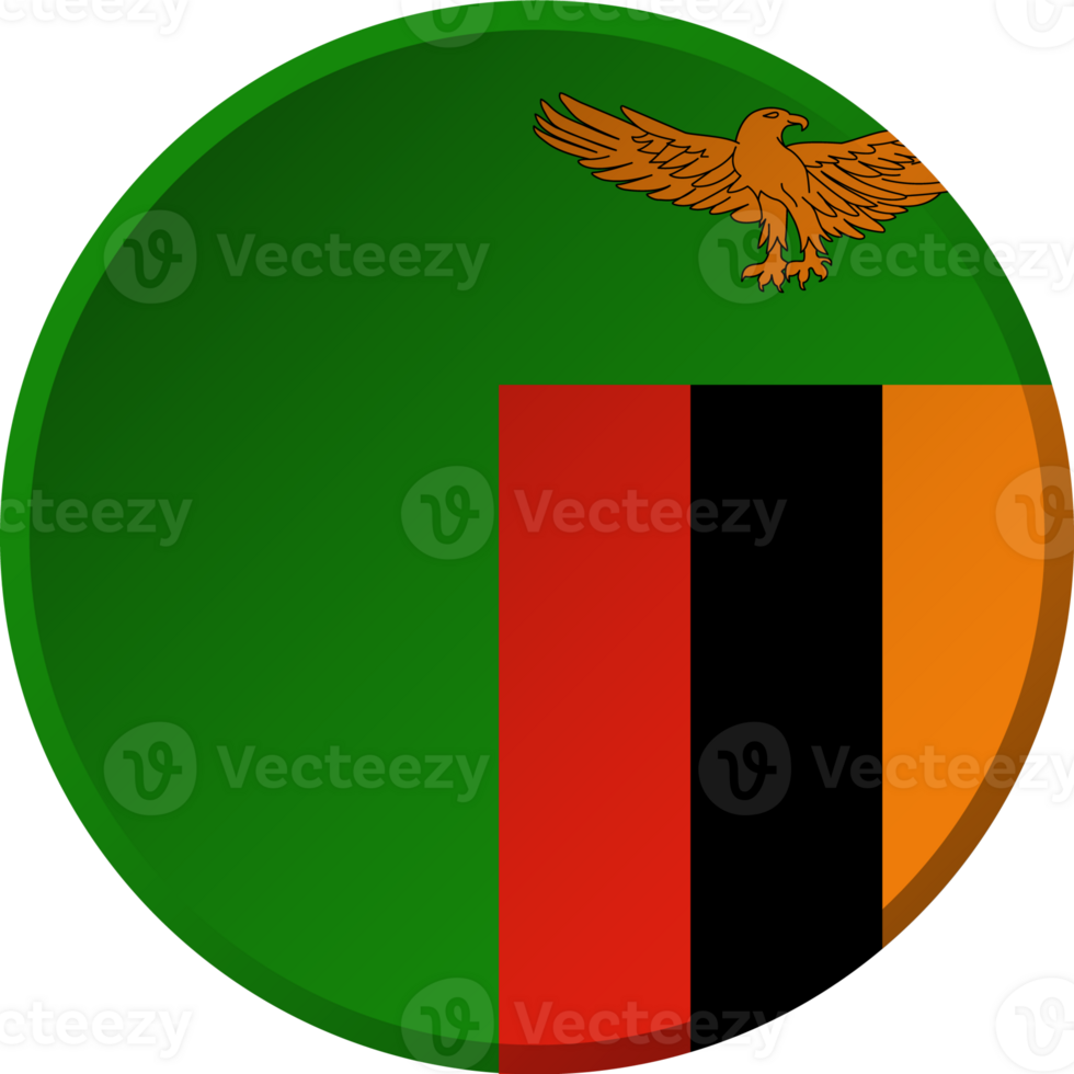 Zambia flag with circular concave button design png