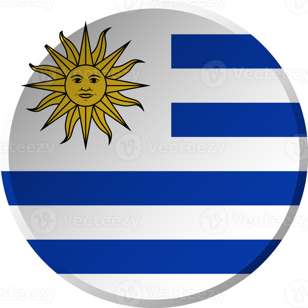 Uruguay flag with circular concave button design png