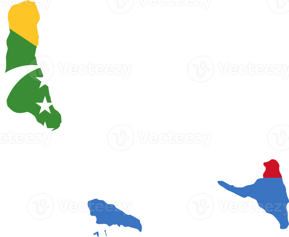 Comoros flag pattern on country map png
