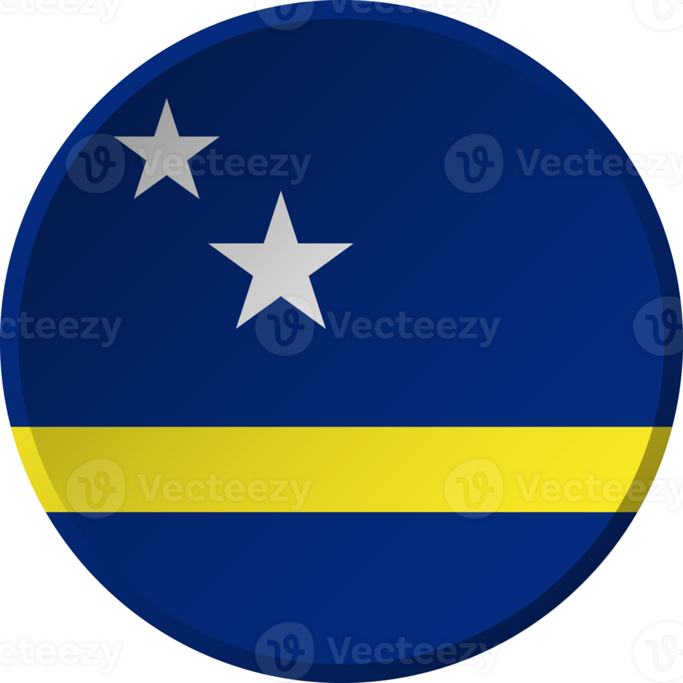 Curacao flag with circular concave button design png